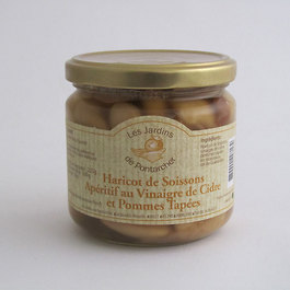 Haricot de Soissons Apéritif au vinaigre de cidre et pommes tapées.